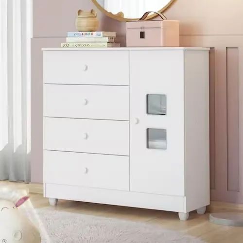  Cômoda Infantil 1 Porta 4 Gavetas Life - FAZEMOS ENTREGA!