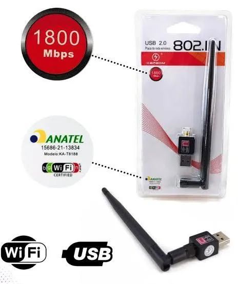 Adaptador Wi-Fi Para PCs e Notebooks 