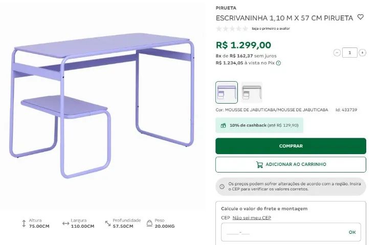 TOKSTOK PIRUETA DESK, 1.10 M × 57 CM