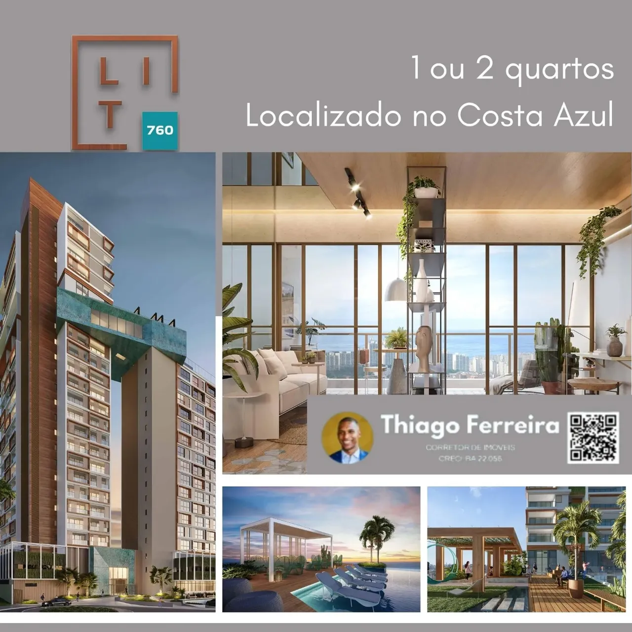 Lit 760, 1 E 2 Quartos, De 25M² A 70M², 1 E 2 Vagas De Garagem No Costa Azul. 1P31BEH