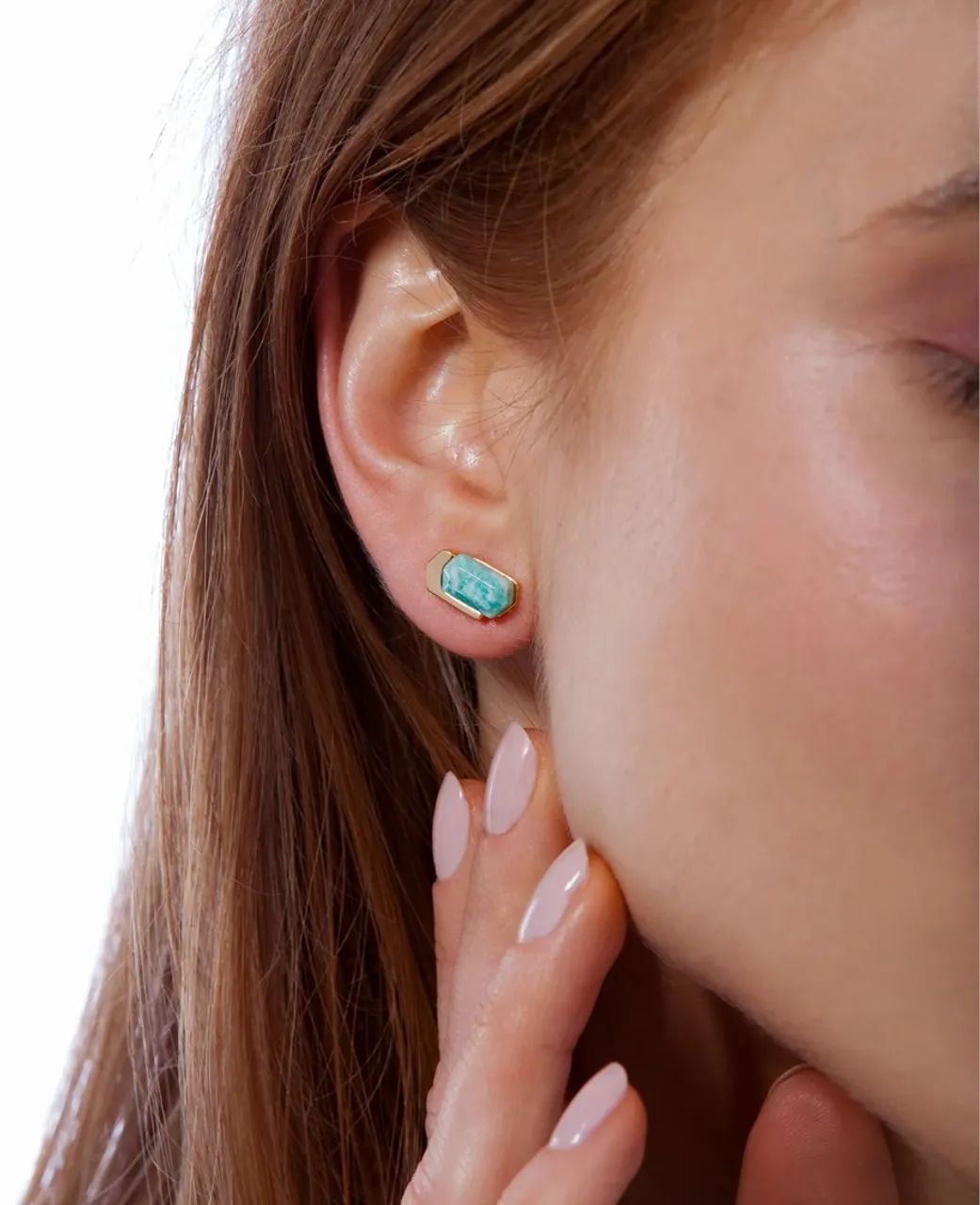 Brinco Pedrina, 18K, Maria Dolores, Amazonita Verde