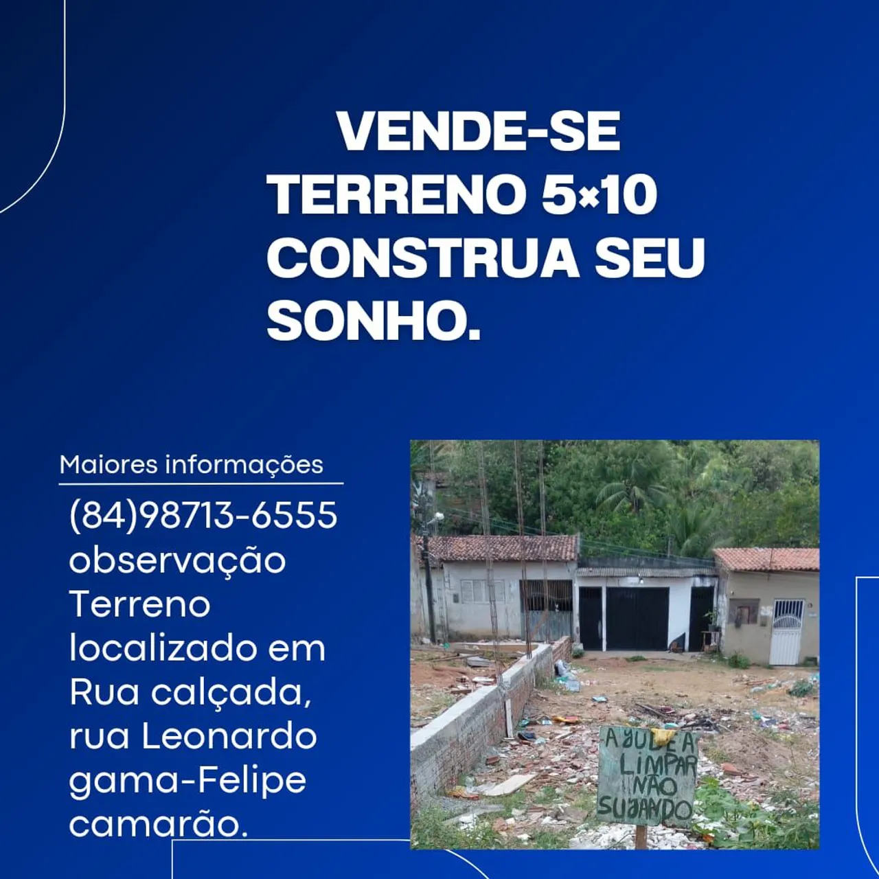 Terreno medindo 5×10