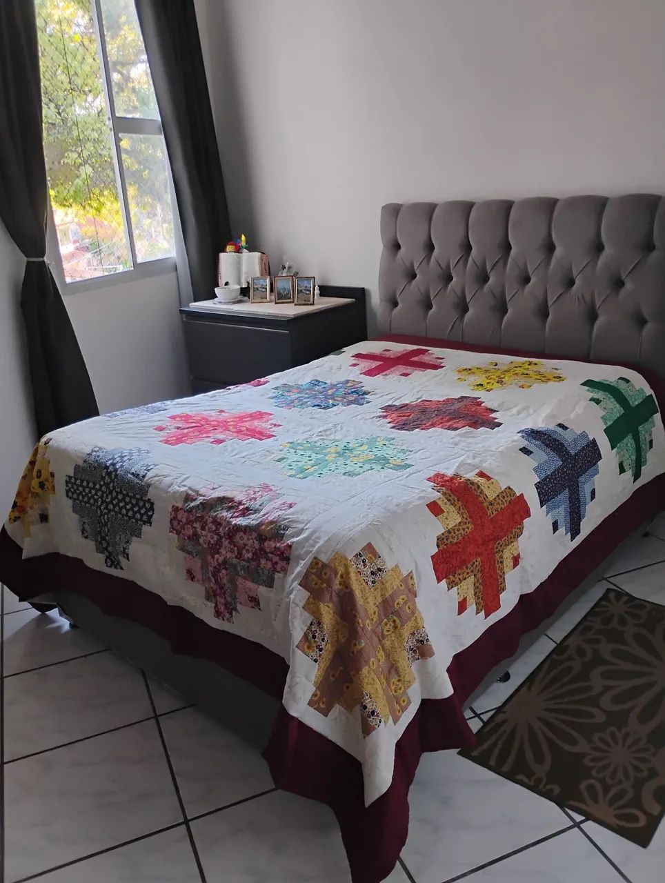 Colcha de patchwork artesanal de casal - Foto 3