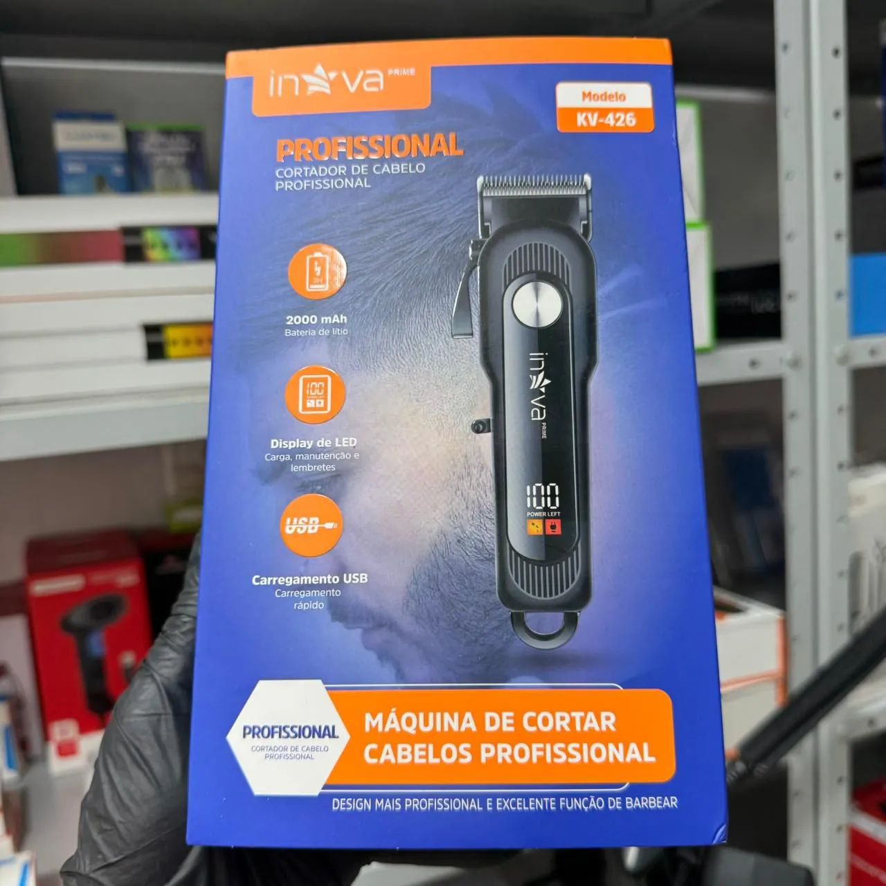 Máquina de cortar cabelo sem fio recarregável com visor digital 