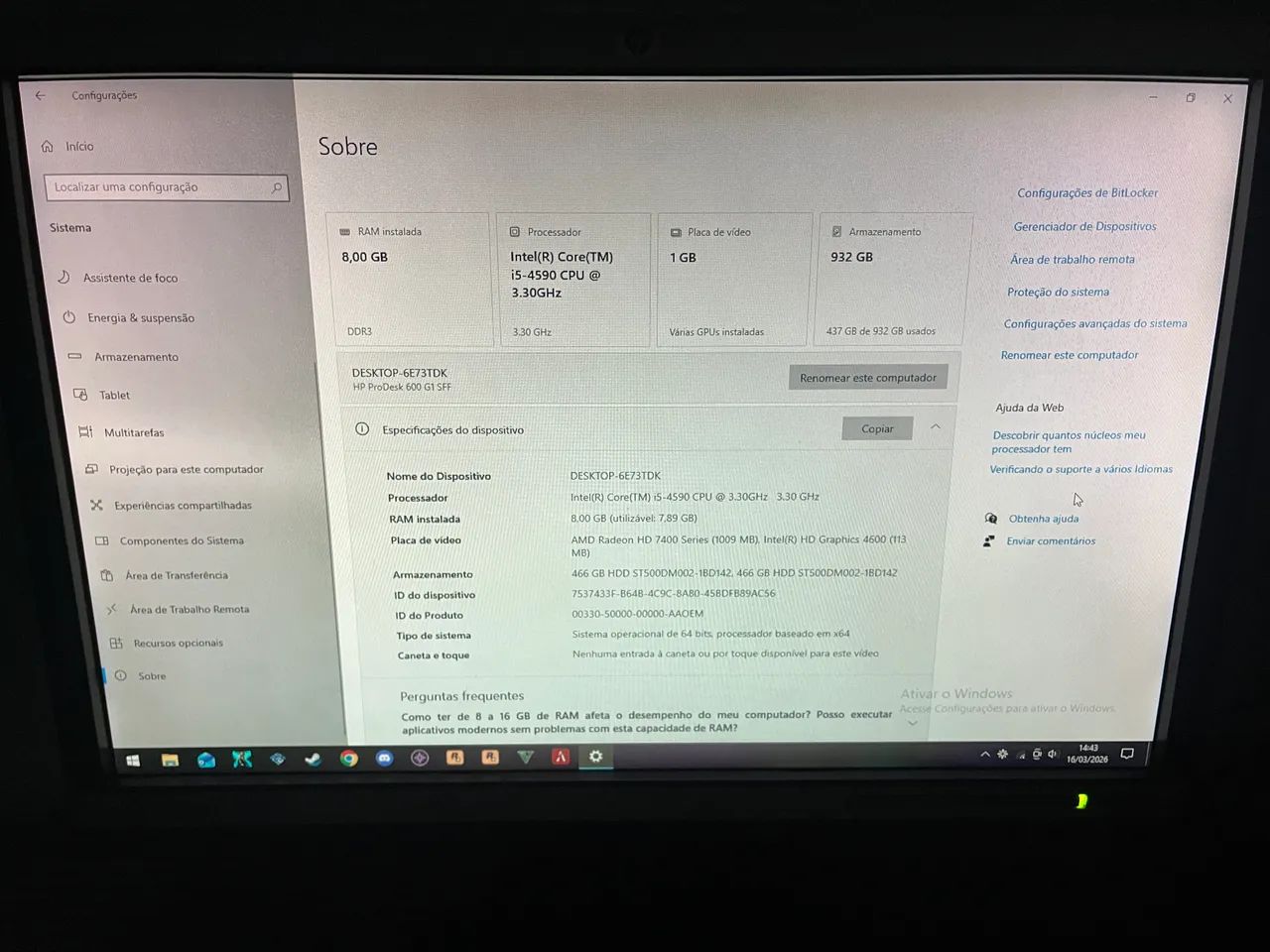 Pc gamer, pra jogar e estudar. I5 1t  gta V, Roblox, left 4 dead e outros.