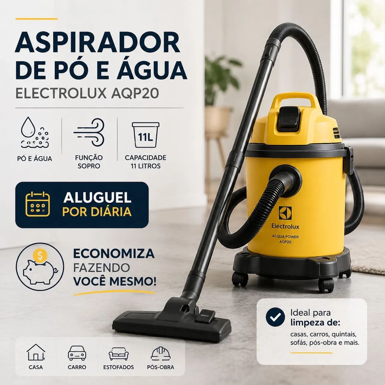 Aspirador de Pó e Água para Aluguel