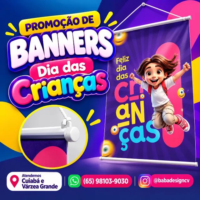 Banner Personalizado com Bastão e Barbante - Cuiabá