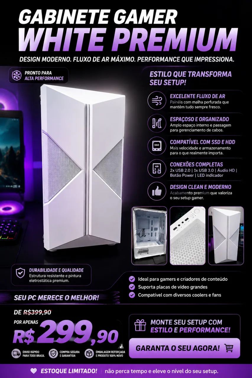 GABINETE GAMER WHITE