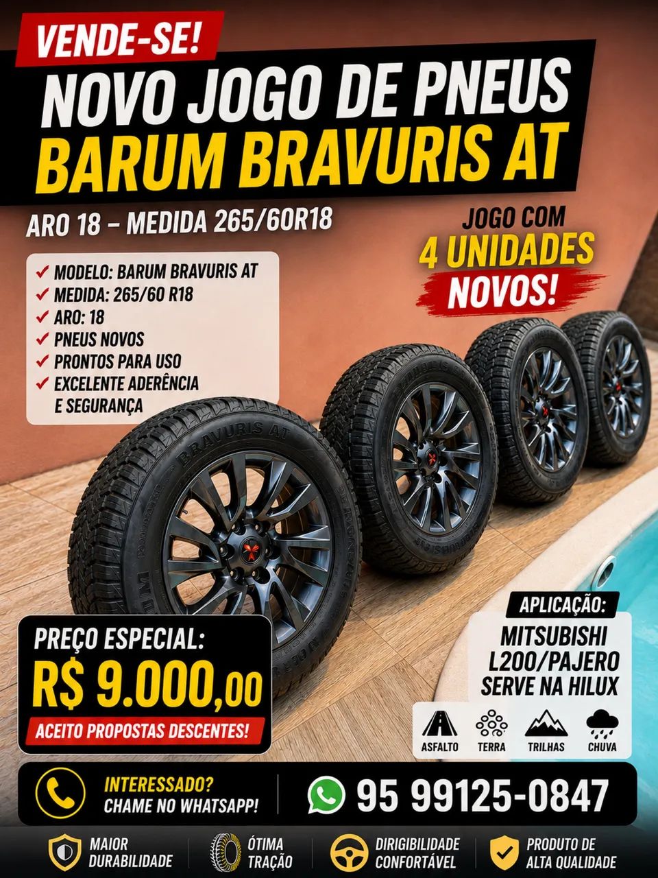 Vende-se Jogo de Pneus AT - Aro 18
