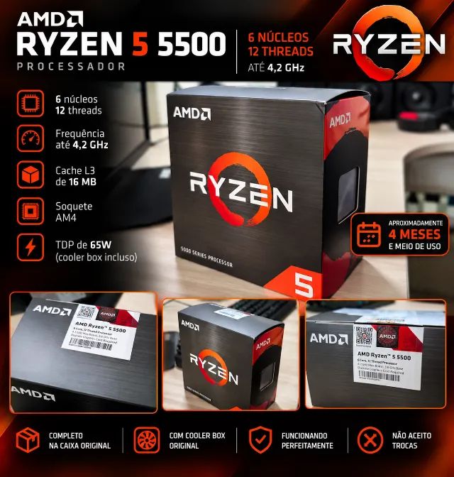 Processador AMD Ryzen 5 5500 AM4 com Cooler Original