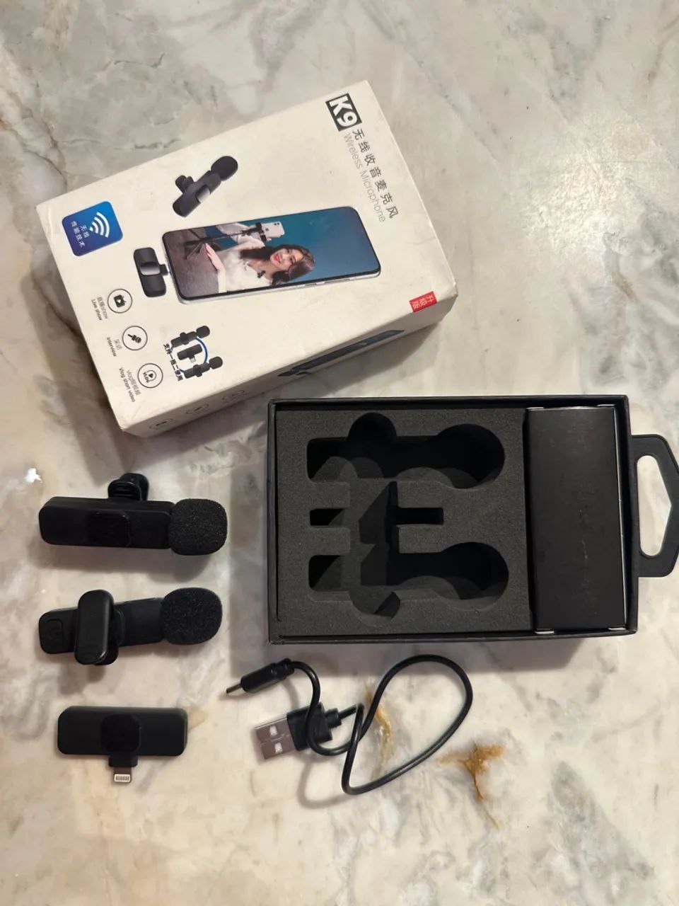 Kit Microfone Sem Fio K9 Duplo para Celular