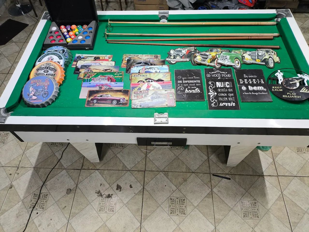 Mesa sinuca semi nova, mais itens de decoração, oportunidade!!!!!!! - Foto 6