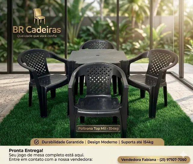 Mesa com cadeiras de encosto telado 