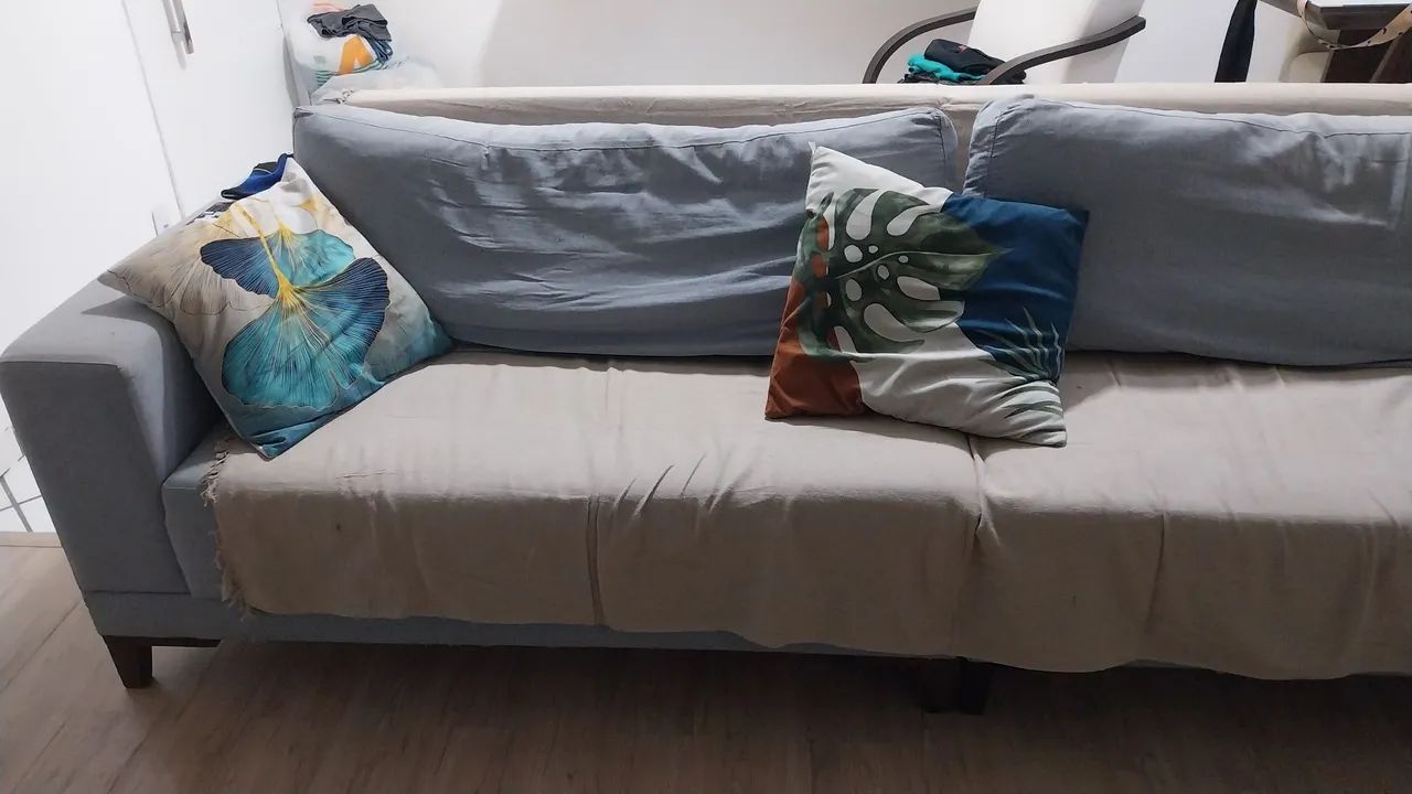 Sofá Plus Volga 4 Lugares Linho Cinza 280 cm - Foto 3