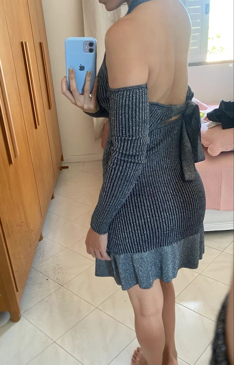 Vestido cinza brilhoso  - Foto 4