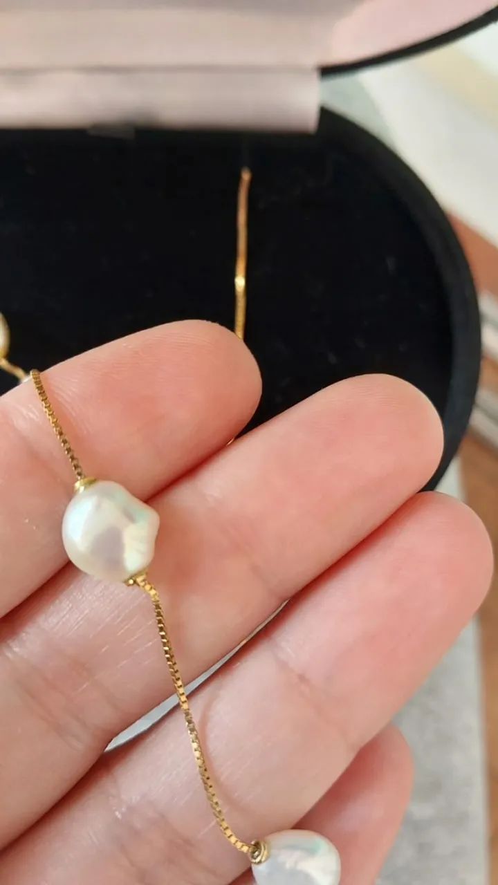 Conjunto ouro 18 com pérolas Biwa - Foto 5