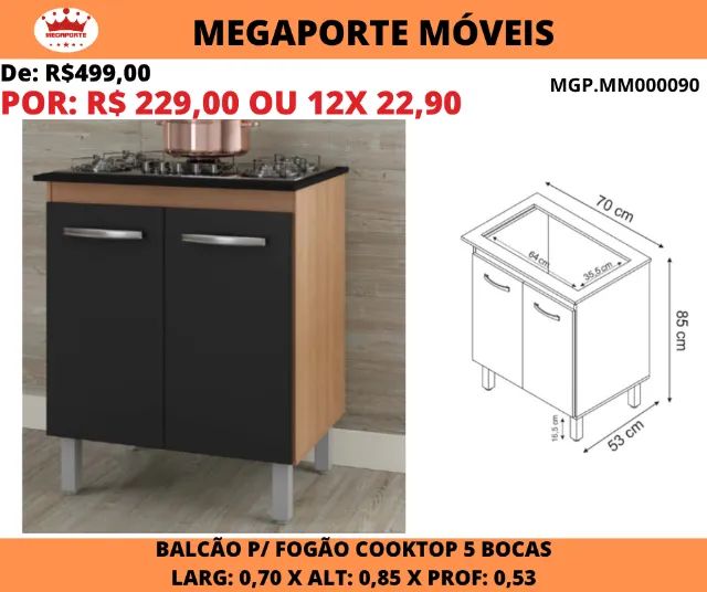 Balcão para Cooktop 5 Bocas