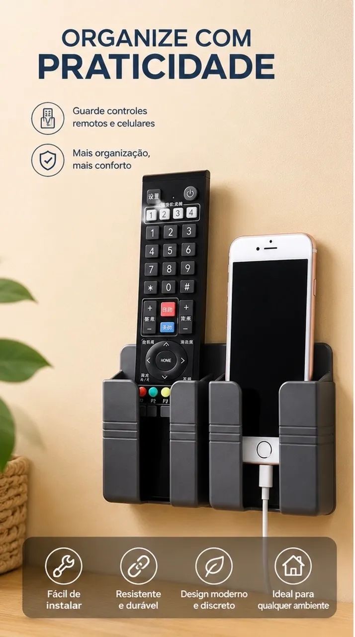 Suporte Multiuso de Parede para Celular e Controle Remoto - Foto 2