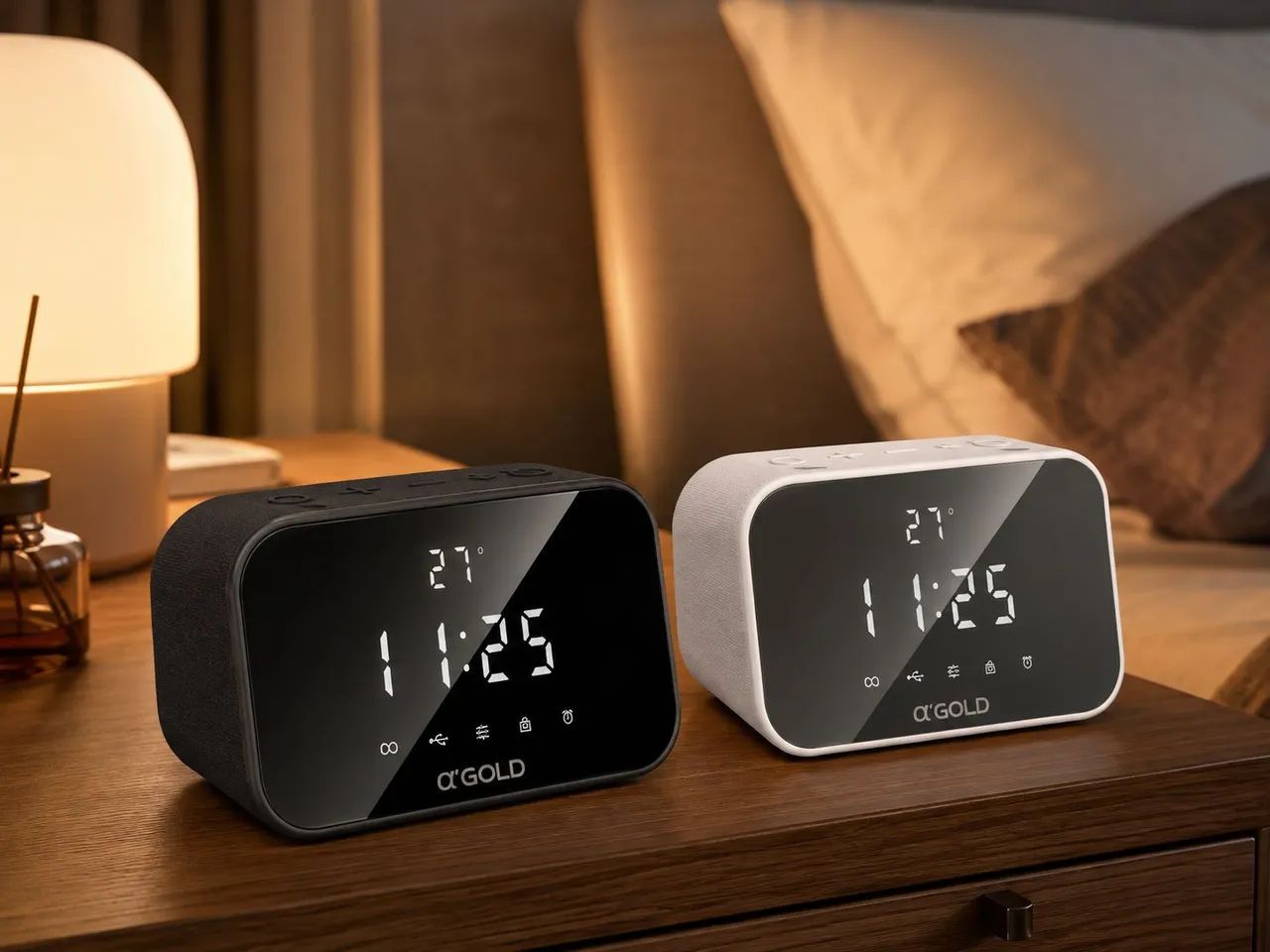 Caixa de Som Bluetooth com Relógio Digital GOLD - Foto 3