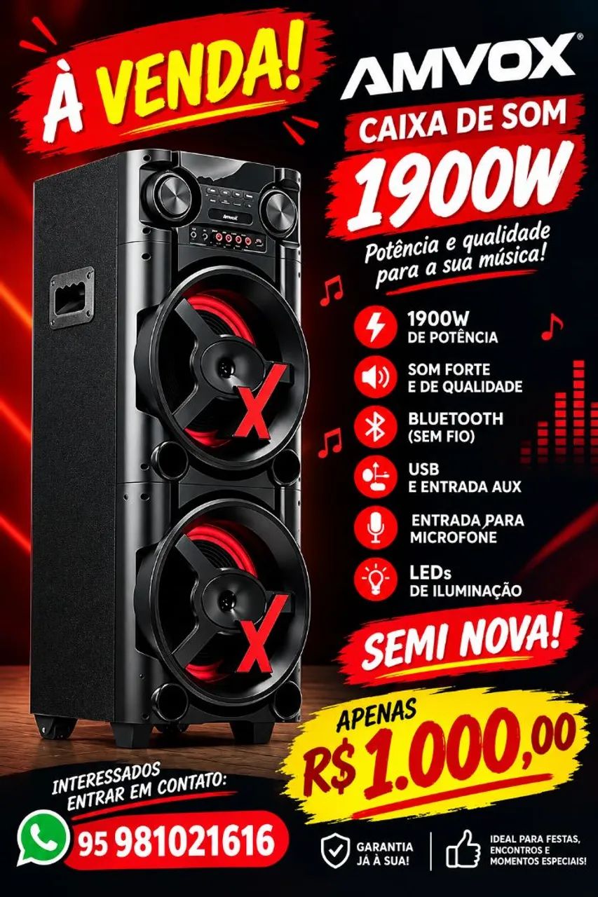 Caixa de som AMVOX 1900w