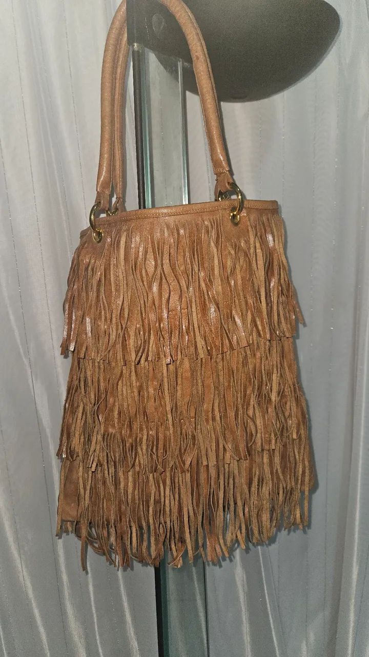 Bolsa caramelo puro couro 
