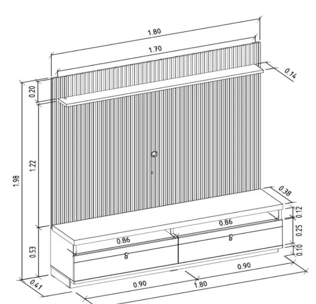 Painel com Rack Aurélion 180 cm para TV até 75 polegadas - Foto 2