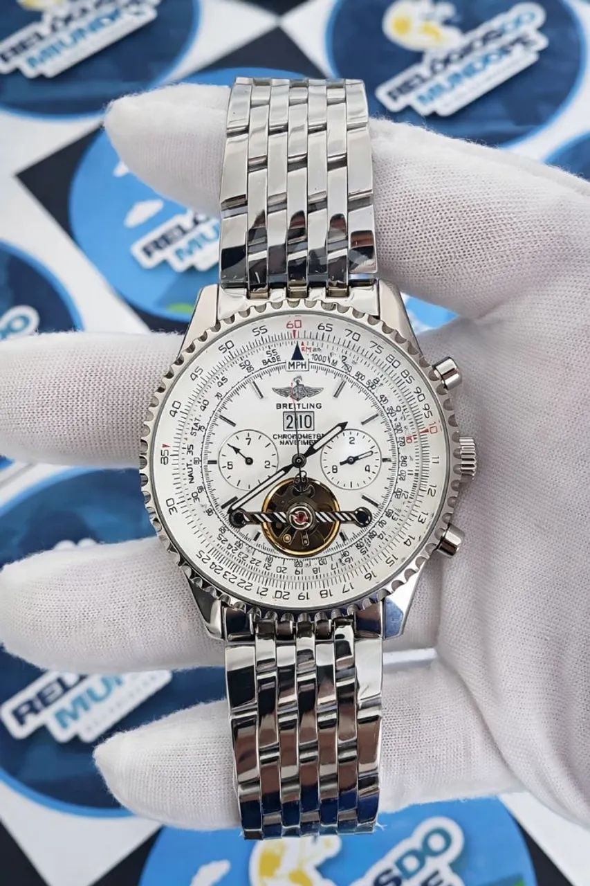 BREITLING NAVITIMER AUTOMÁTICO FUNDO BRANCO 