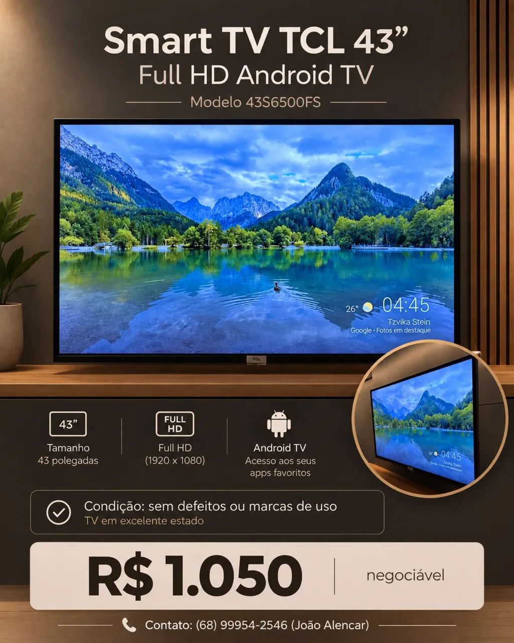 TCL Smart TV 43? Full HD Android TV - Perfeita, Sem Defeitos