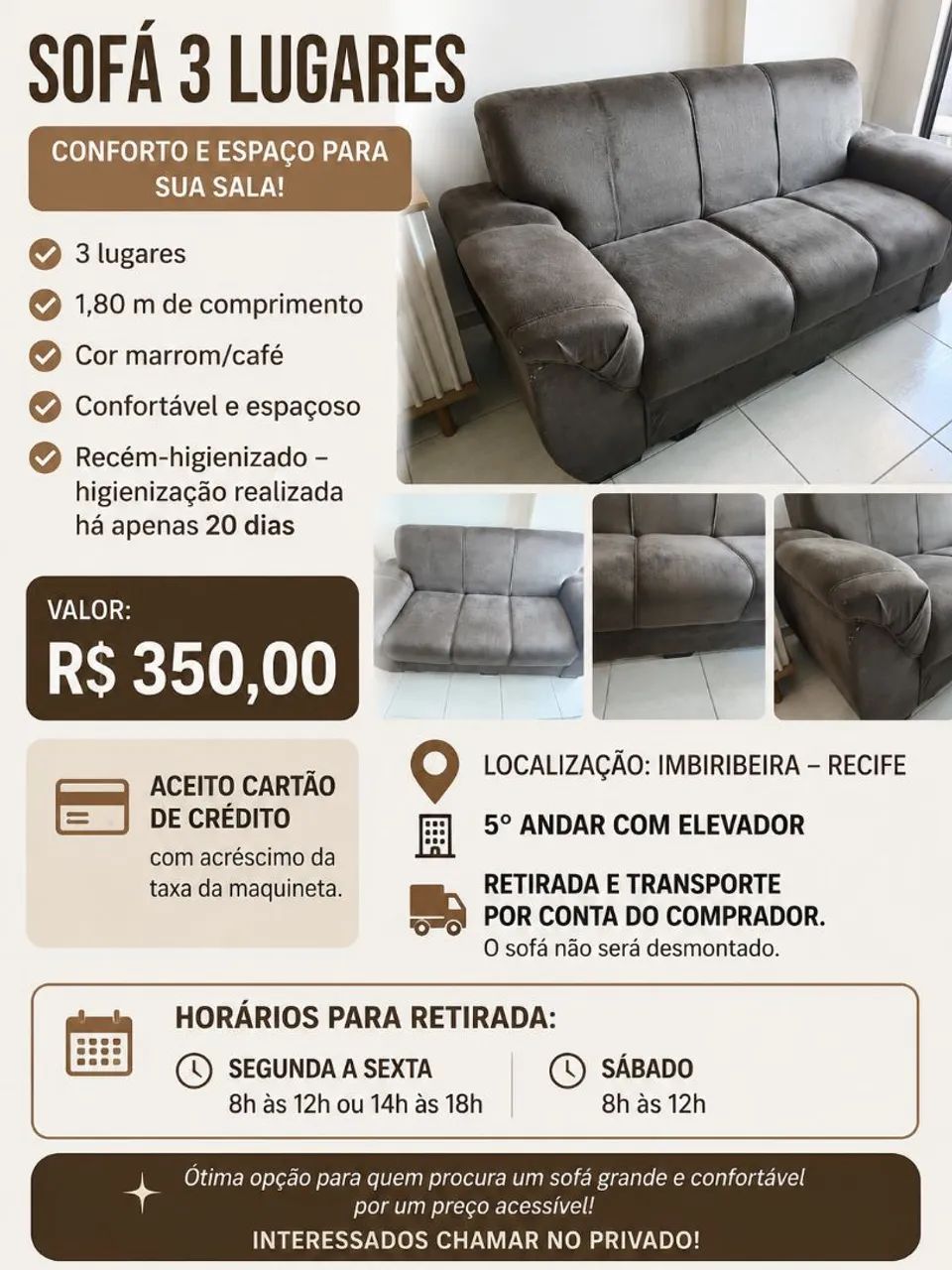 Sofá 3 lugares 