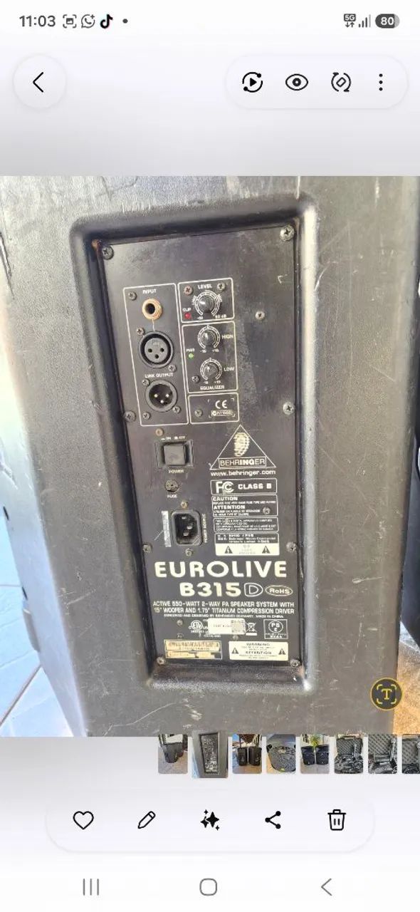 Par de caixas de som ativas Eurolive. 15 polegadas, 550 watt - Foto 3