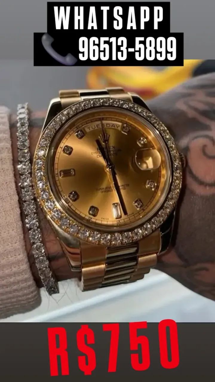 Relógio ROLEX AUTOMÁTICO DAY - DATE COM PEDRAS CRAVEJADAS - Foto 3