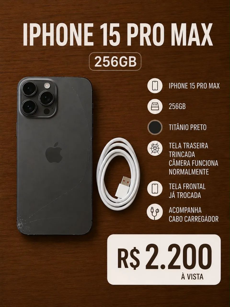 iPhone 15 Promax 256gb - Celulares e Smartphones - Vila Guarani (Z