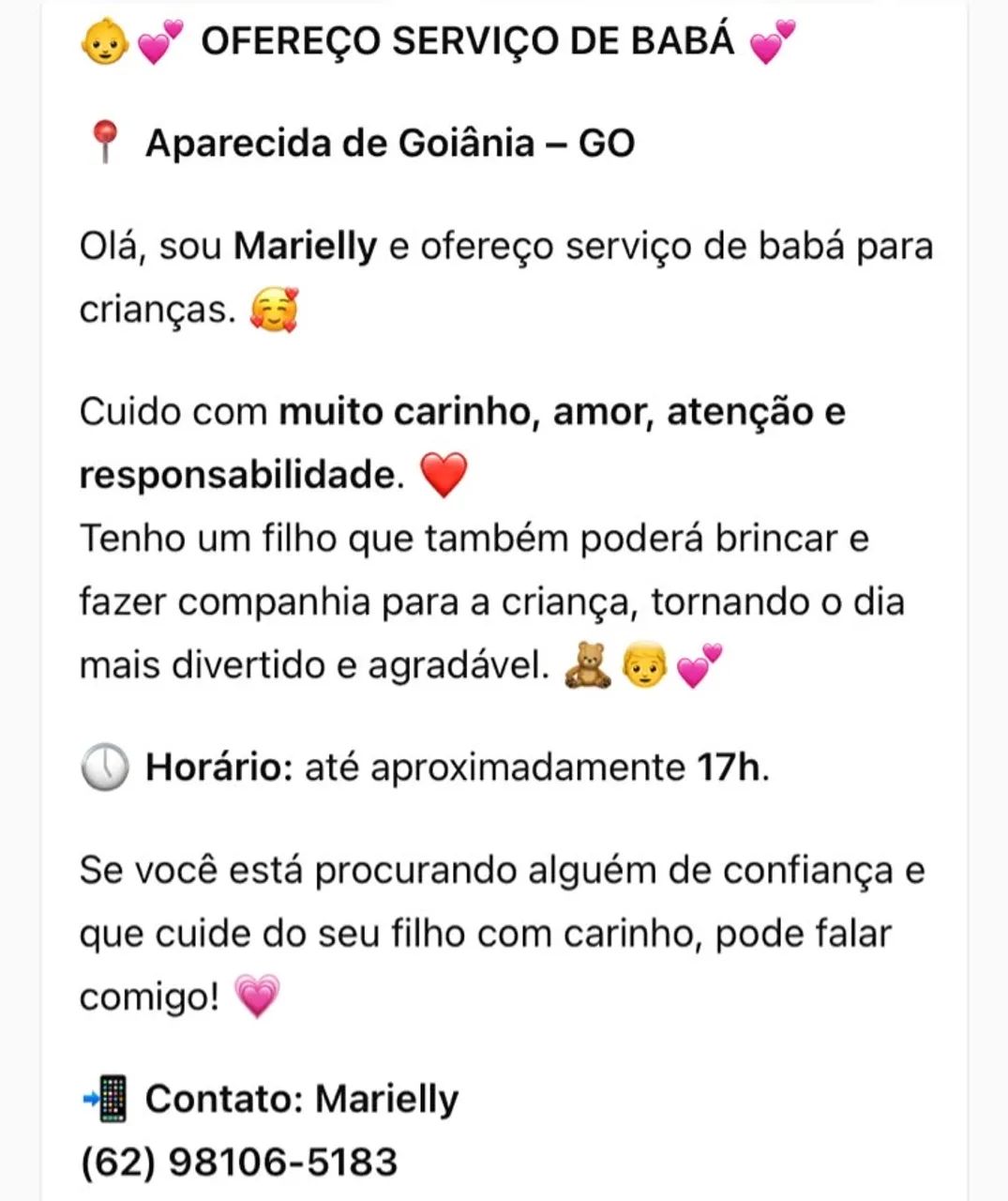 Babá serviço 