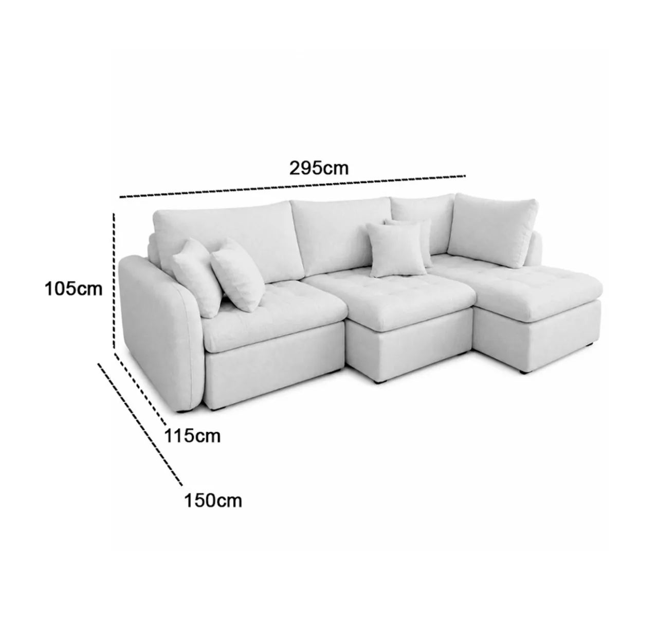 Sofá Cama Retratil  em Linho 295cm com Chaise e Molas Ensacadas  p76 - Foto 2