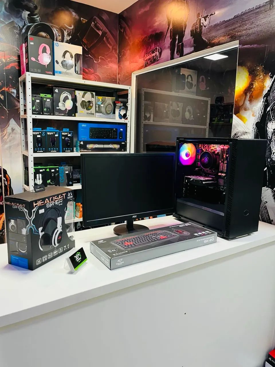 PC Gamer COMPLETO - i5, 16GB, RX550 4GB | Monitor + Periféricos Gamer - Loja Física