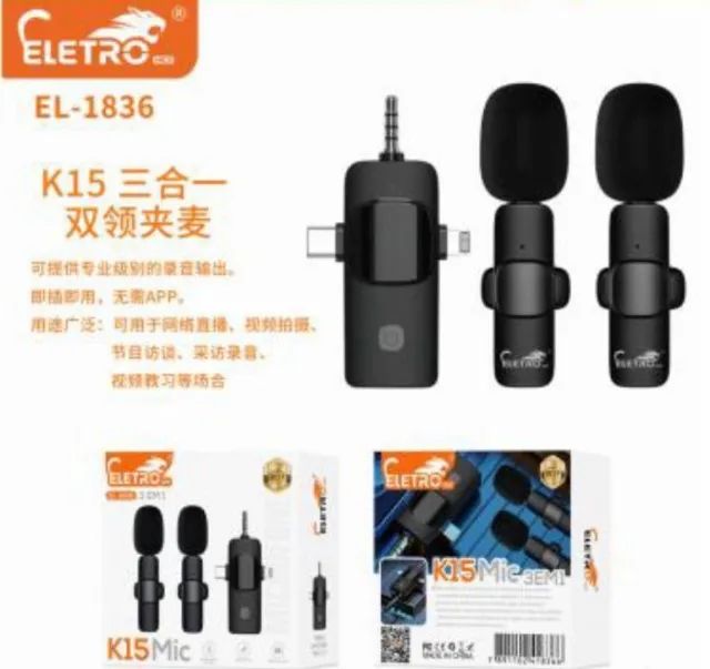 Microfone Lapela P2 IOS TipoC El-1836 K15 EletroMex - Foto 2