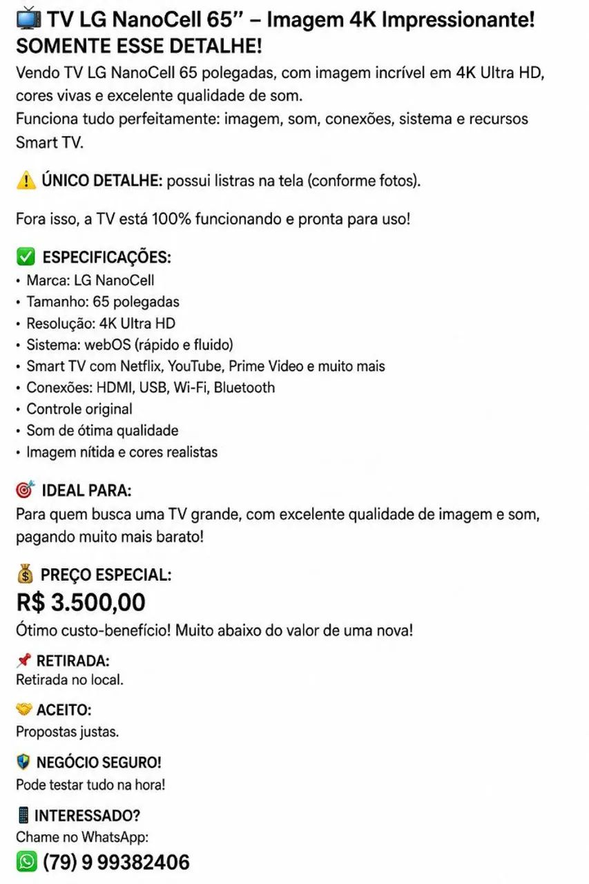TV LG NANO CELL 65 POLEGADAS  - Foto 4