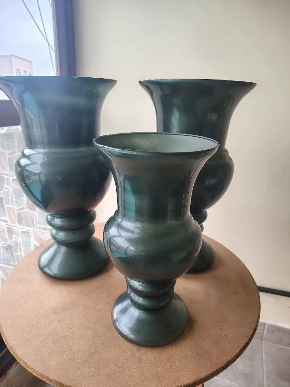 Vasos de vidro verdes - conjunto com 3 - Foto 2
