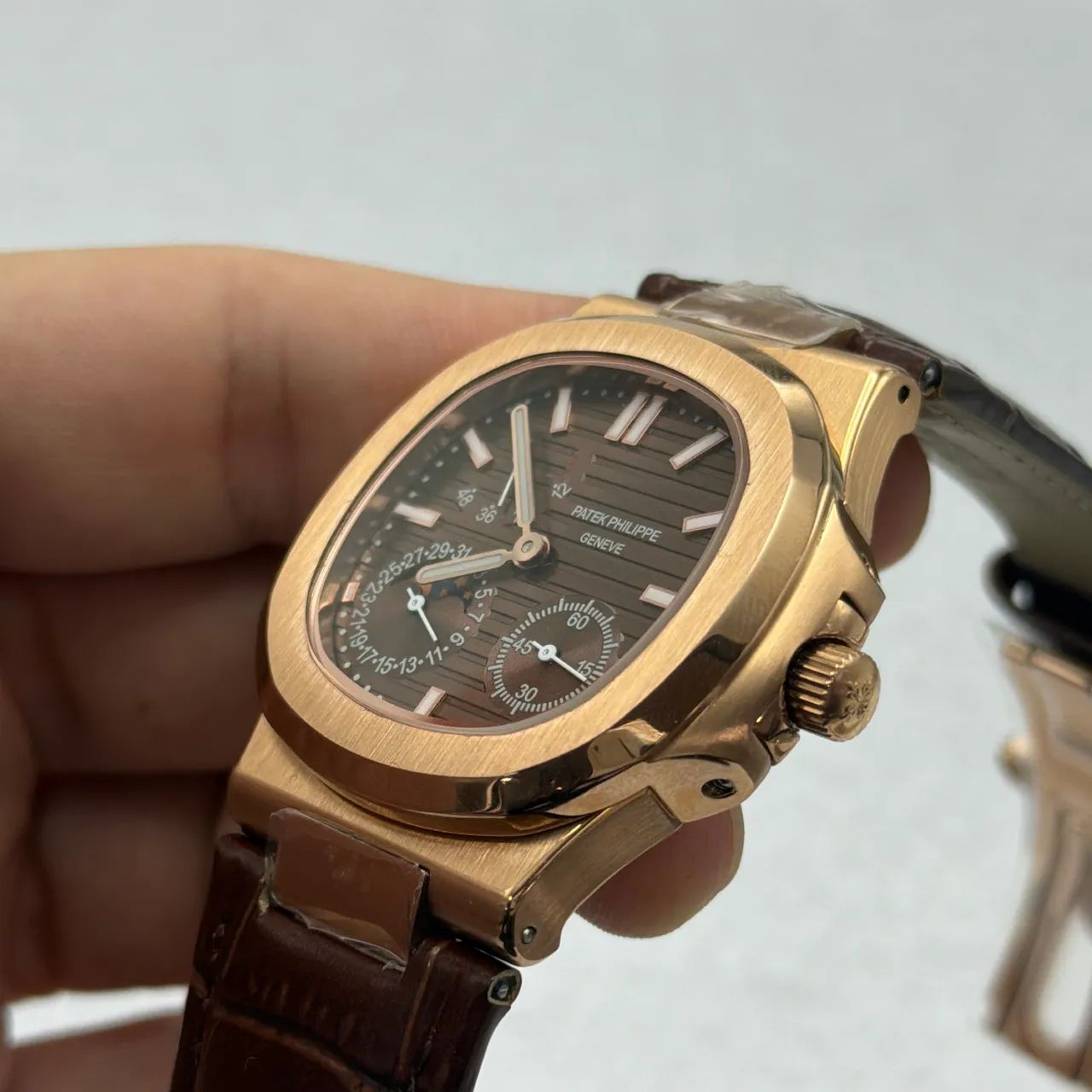 Relogio Patek Automático- Couro Marrom - Reserva 48h - Fundo Transparente- Prm AAA+ - Foto 2