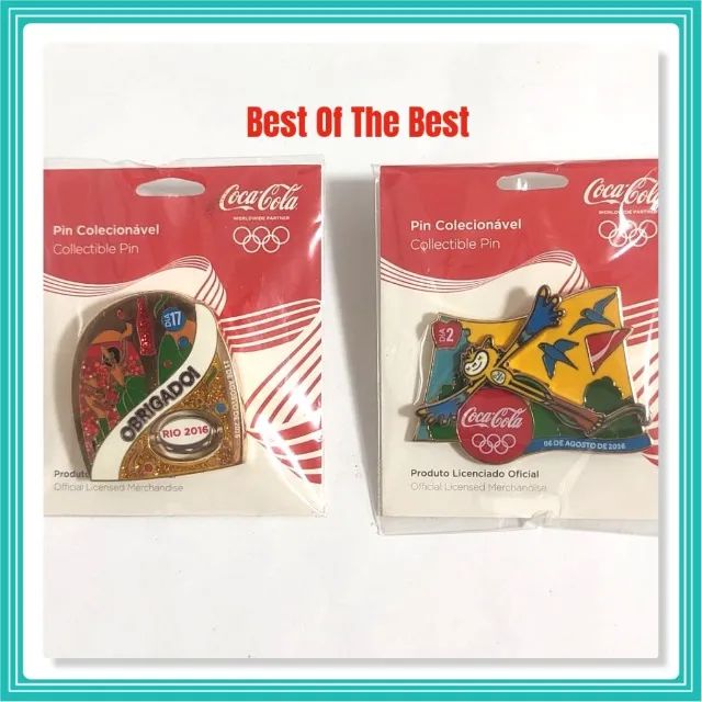 Pins De Garrafa Da Coca-Cola Rio 2016 1X Dia 2, E 1X Dia 17