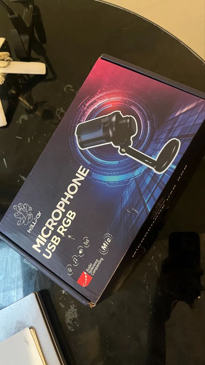 Microfone Gamer preto RGB e USB novo - Foto 3