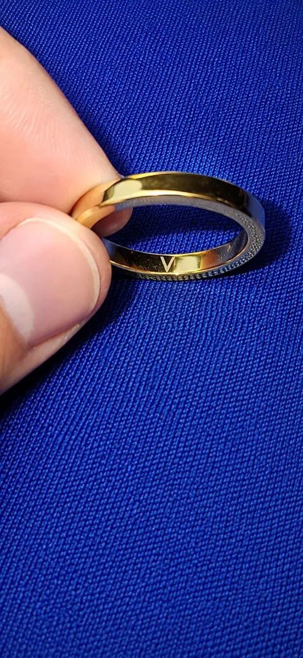 Aliança tungstenio 3mm banhada a ouro original 18k. - Foto 5