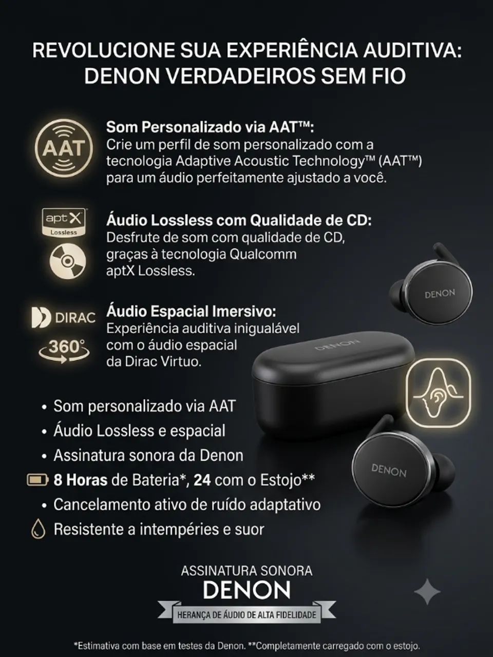 Fone de ouvido TWS Denon PerL Pro