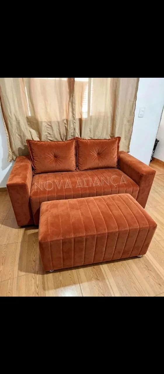 Sofá 2 lugares detalhado+ puff grande  - Foto 3