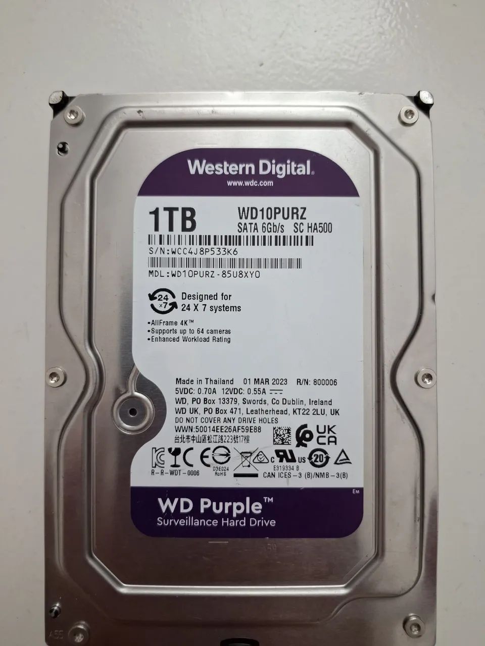 Hd 1tb Purple dvr cftv cpu 