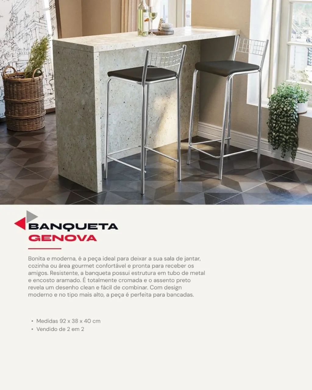 Caixa com 4/ banquetas Genova 