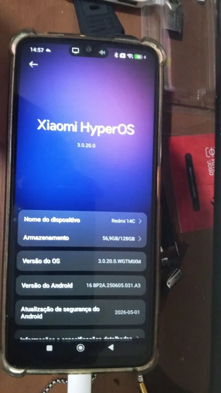 Redmi 14c 128 gigas Android 16 com pelicula e capa. - Foto 3