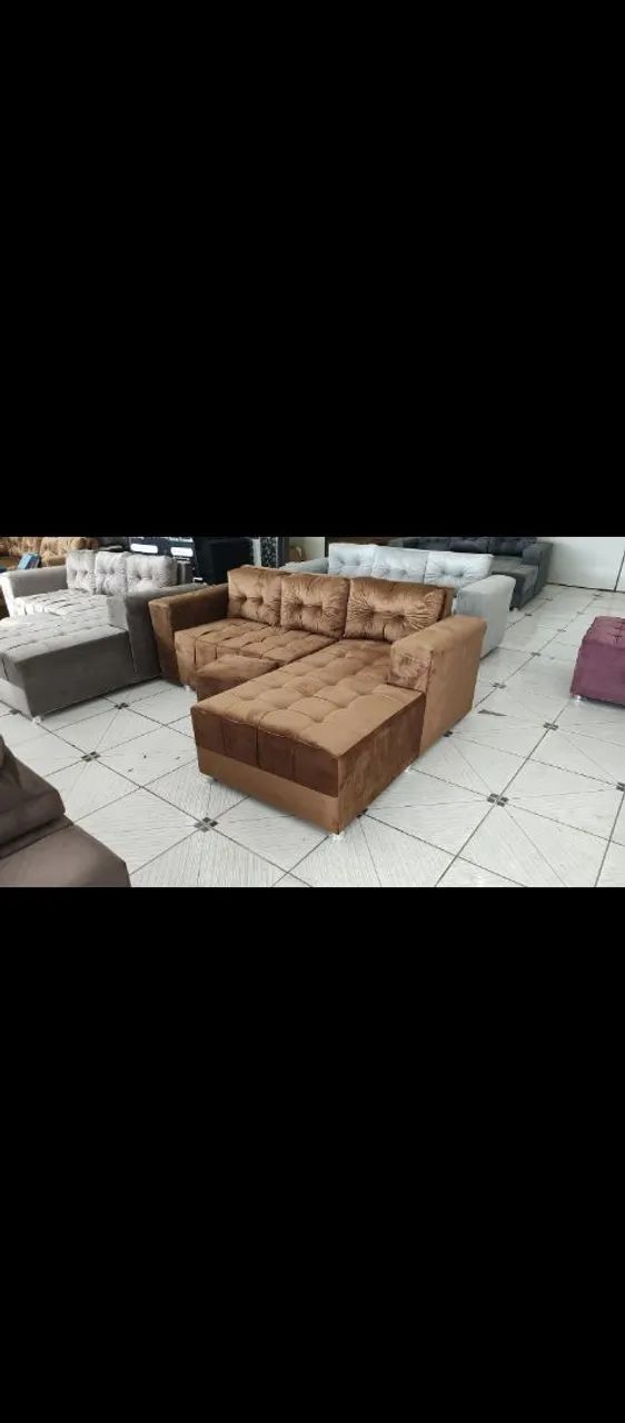 Sofá chaise 3 lugares+ puff de brinde entrega grátis ? pronta entrega  - Foto 5