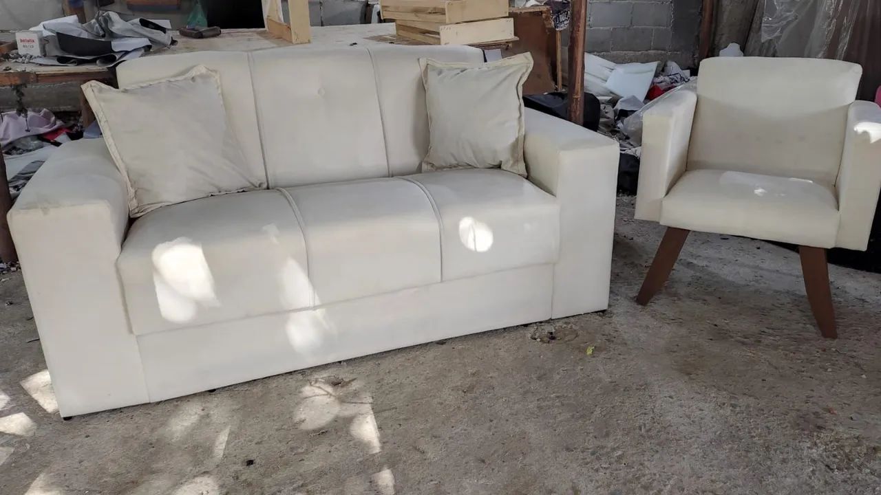 Sofá 3 lugares 1.60m Suede + 1 poltrona ambos várias cores e com frete incluso  - Foto 4