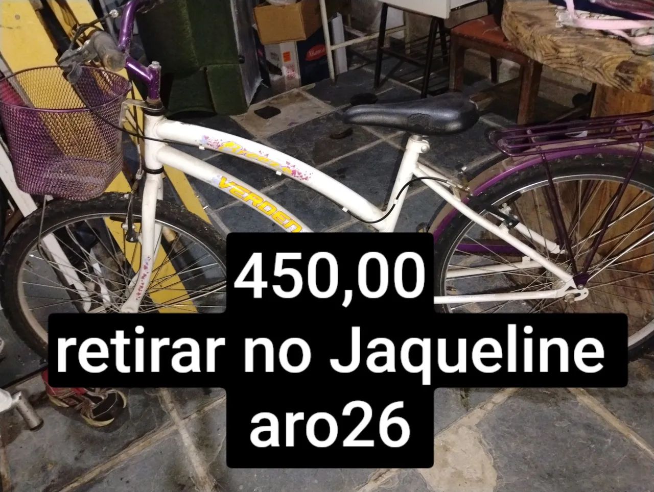 Bicicleta aro 26 com cestinha e garupa